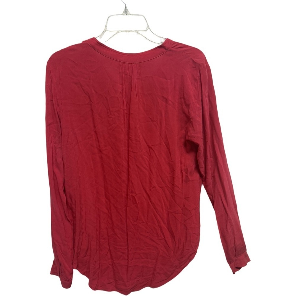 Velvet by Graham & Spencer Red Long Sleeve Blouse Women's Medium Split Neck - Picture 4 of 6